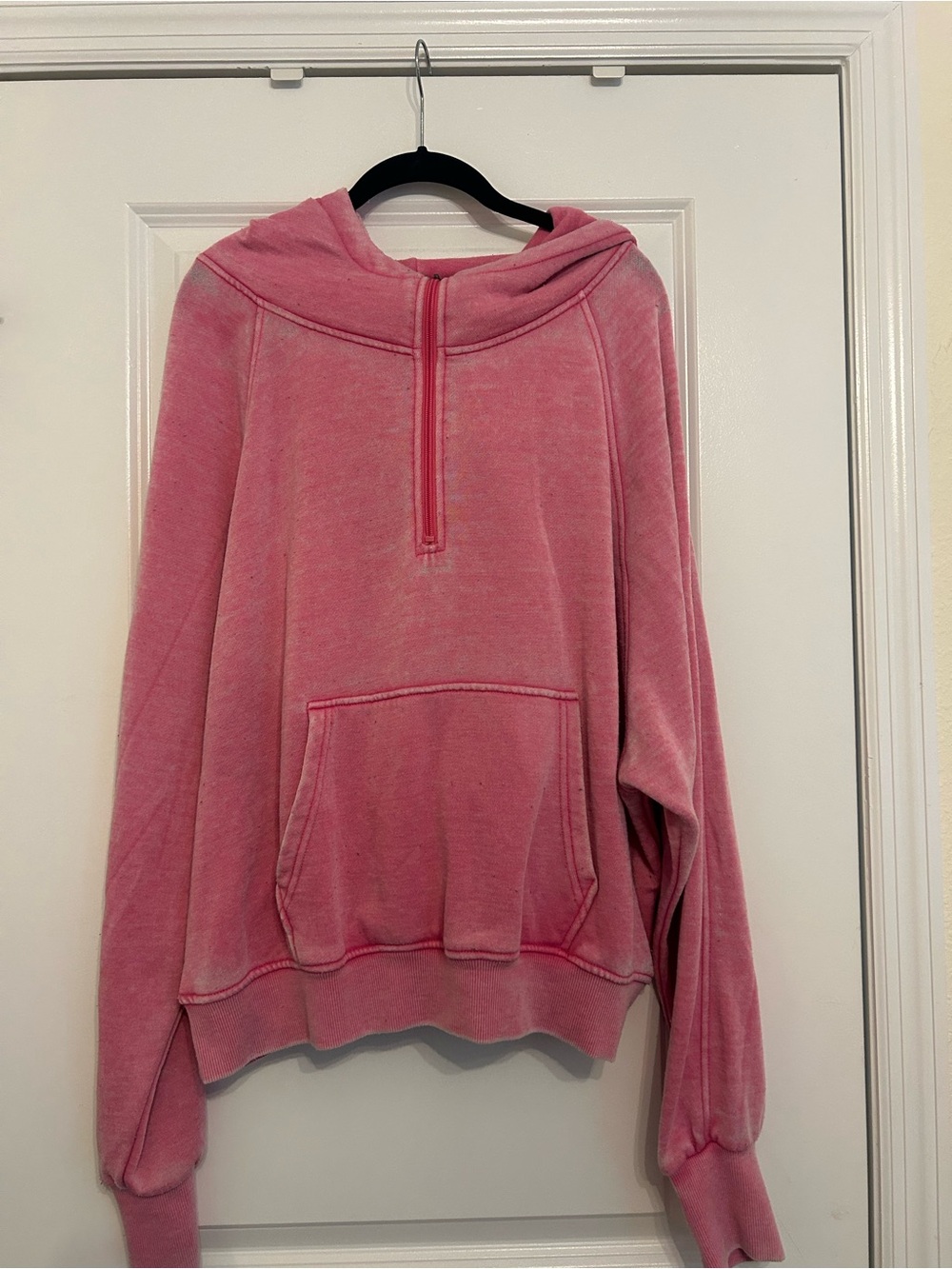 Pink Lily Washed Pink Half-Zip Hooded Pullover and Shorts